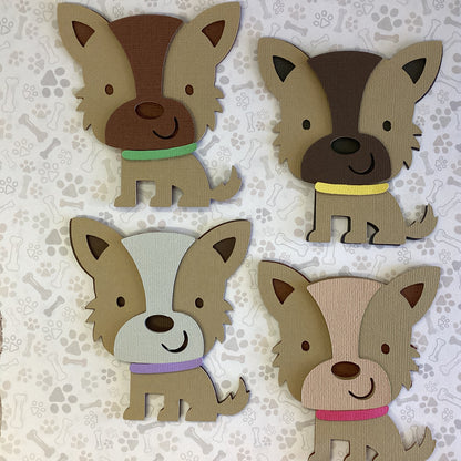Diecut TERRIER PUPPY Dog 3D Die Cut Embellishment 4”