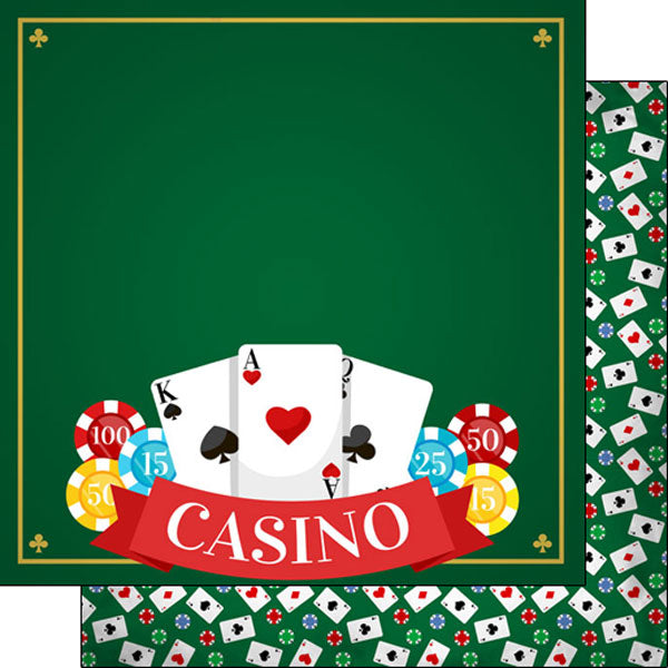 Scrapbook Customs CASINO CARDS &amp; CHIPS 12&quot;X12&quot; Scrapbook Paper