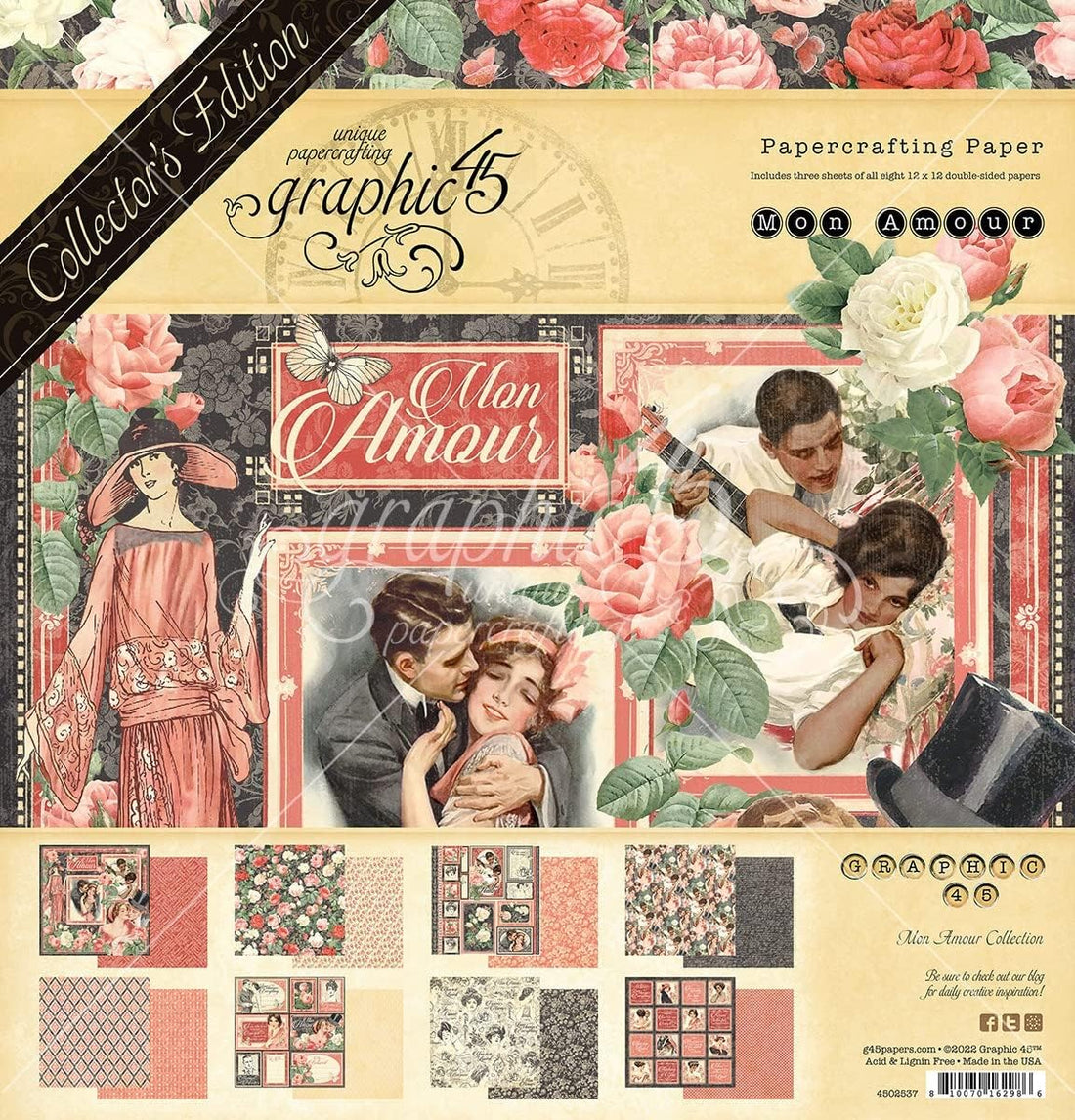 Graphic 45 MON AMOUR COLLECTOR’S EDITION 12”X12” Scrapbook Paper Pack