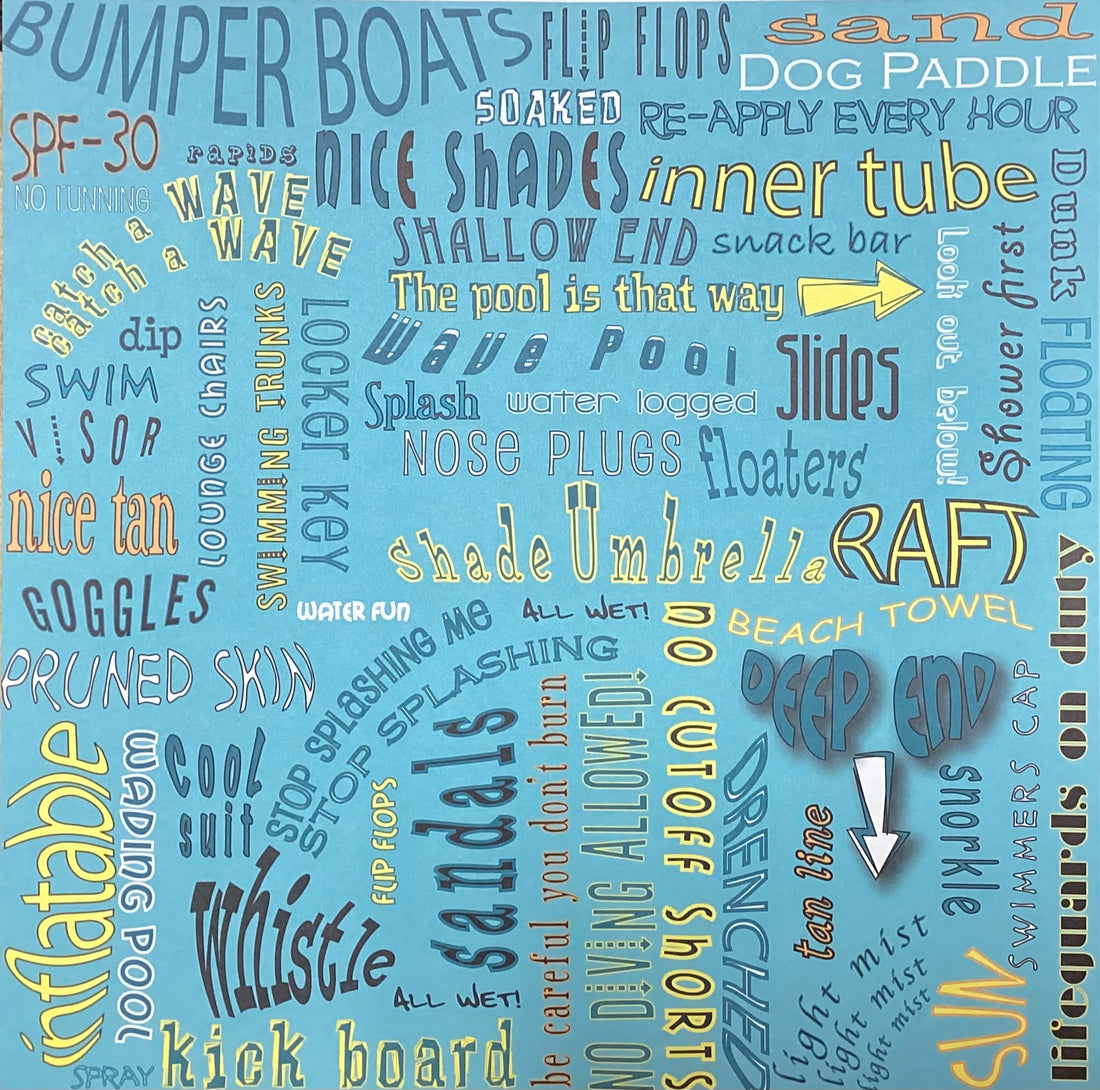 Moxxie Waterpark WATER FUN 12X12 Scrapbook Paper