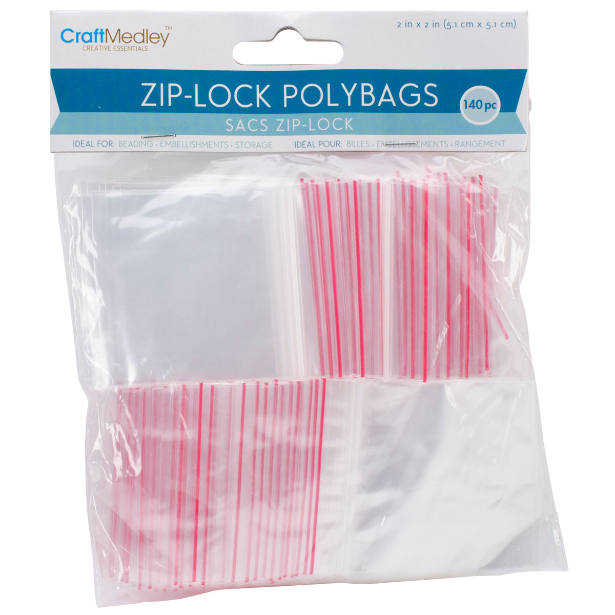 Craft Medley ZIPPER-SEAL POLYBAGS 2”X2” 140pc
