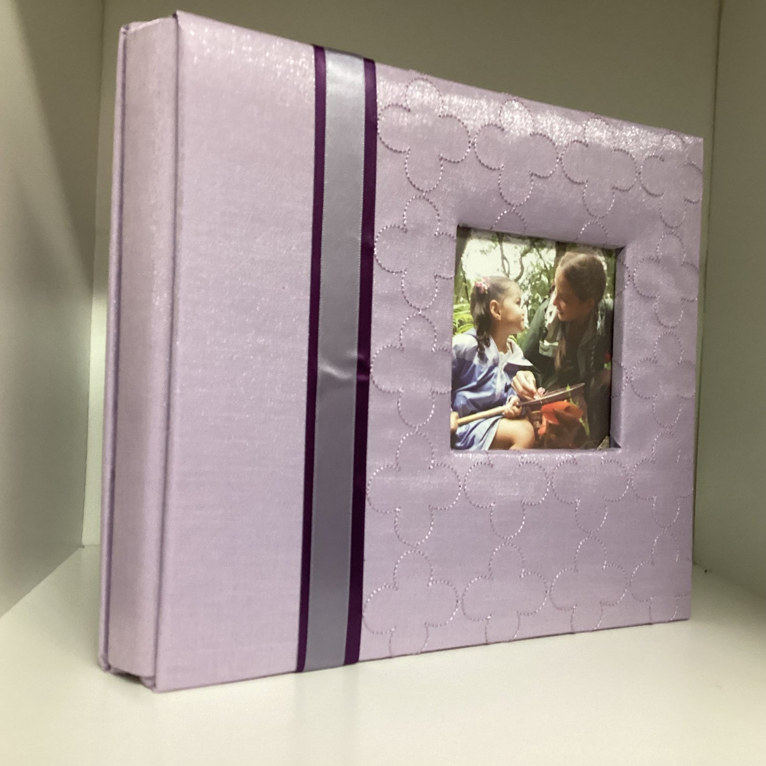 Postbound Album LAVENDER RIBBON FLOWER Frame 8&quot;X8&quot; Scrapbook Memory Book