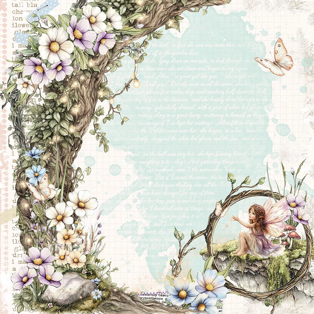 49 and Market The Looking Glass FAIRY HOLLOW 12X12 Scrapbook Paper