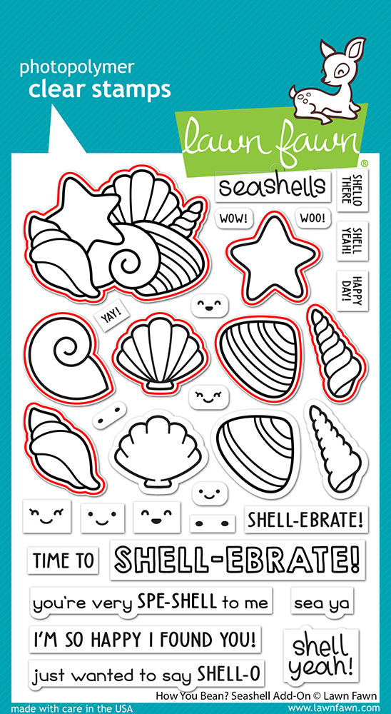 Lawn Fawn HOW YOU BEAN SEASHELL Addon Clear Stamps and Die SET