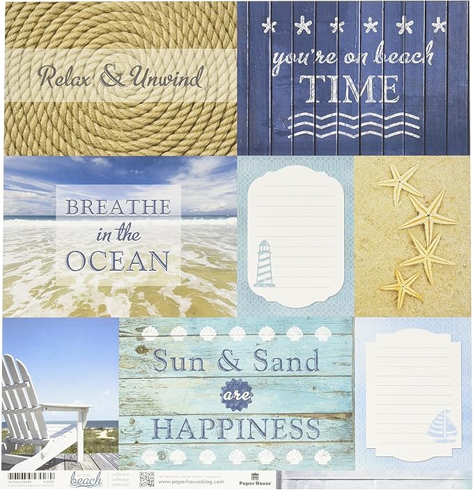 Paper House AT THE BEACH 12&quot;X12&quot; Scrapbook Sheet