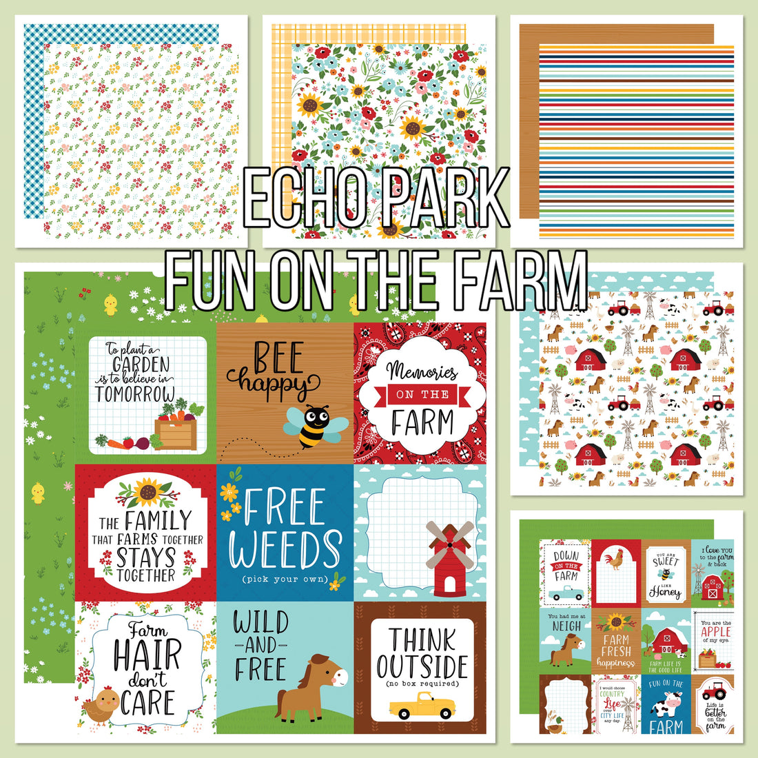 Echo Park FUN ON THE FARM 12”x12” Scrapbook Paper