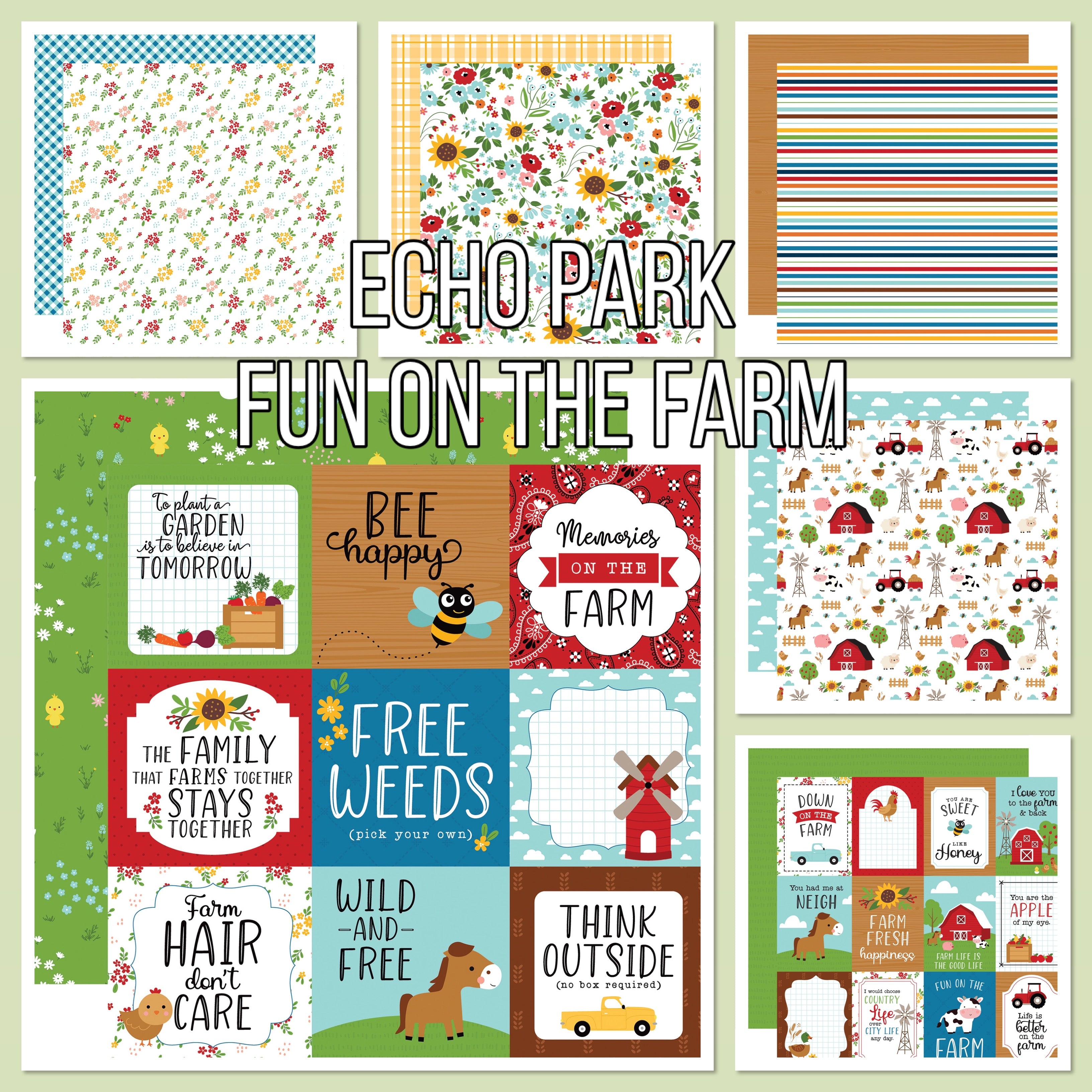 Echo Park FUN ON THE FARM 12”x12” Scrapbook Paper