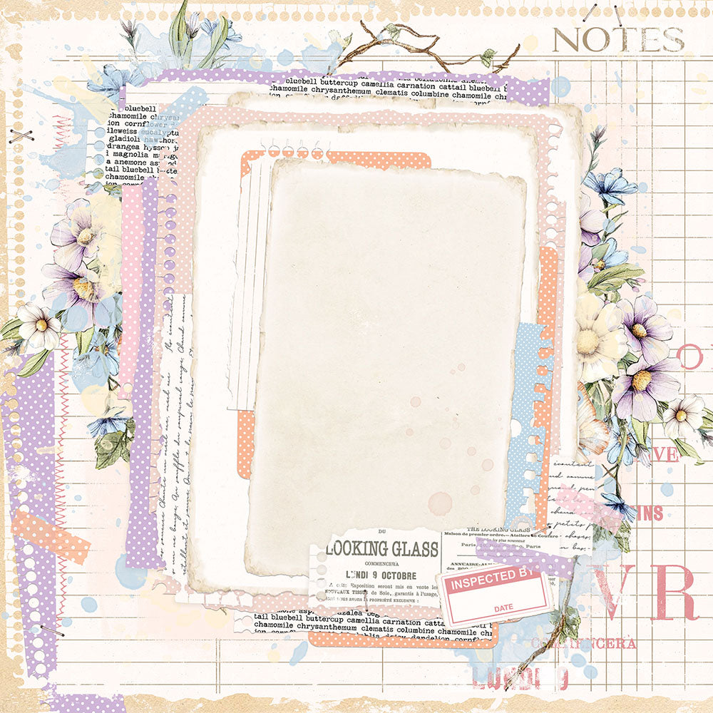 49 and Market The Looking Glass FAIRY HOLLOW 12X12 Scrapbook Paper