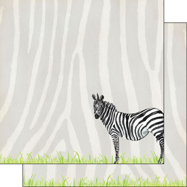 Scrapbook Customs SAFARI ZEBRA 12"X12" Scrapbook Paper