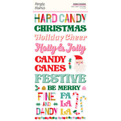 Simple Stories HARD CANDY CHRISTMAS Foam Stickers 47pc