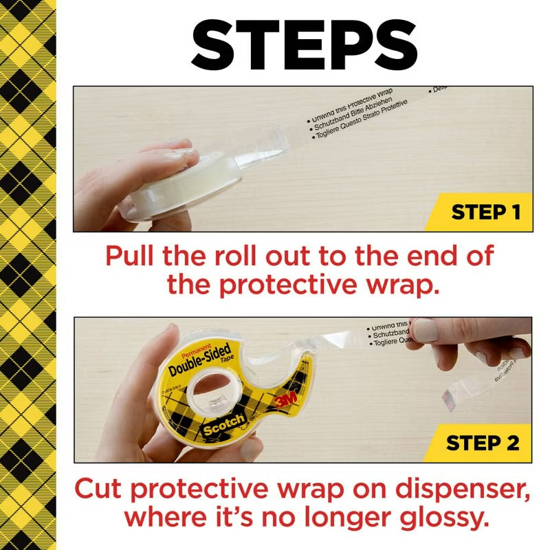 Scotch Permanent DOUBLE-SIDED Tape 0.5” X 450”