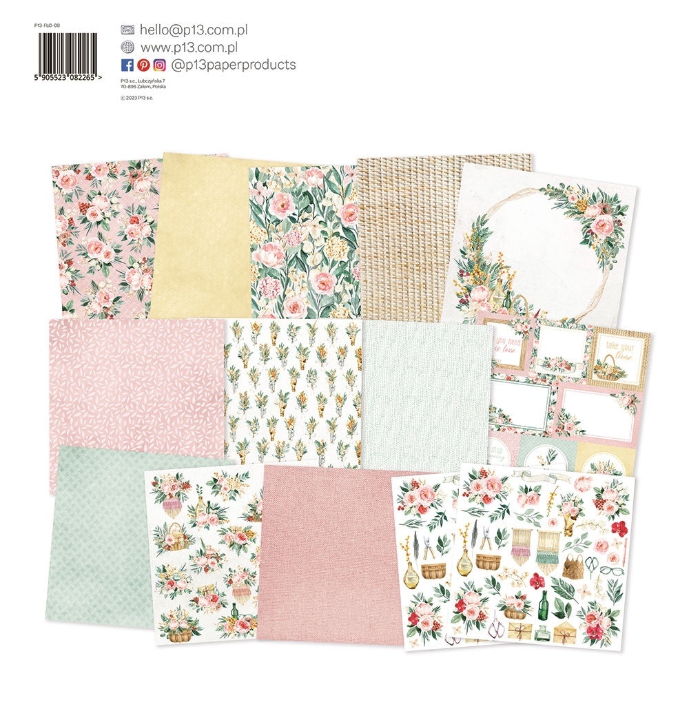 P13 FLOWERISH 12&quot;X12&quot; Designer Paper Pack Pad 14pc