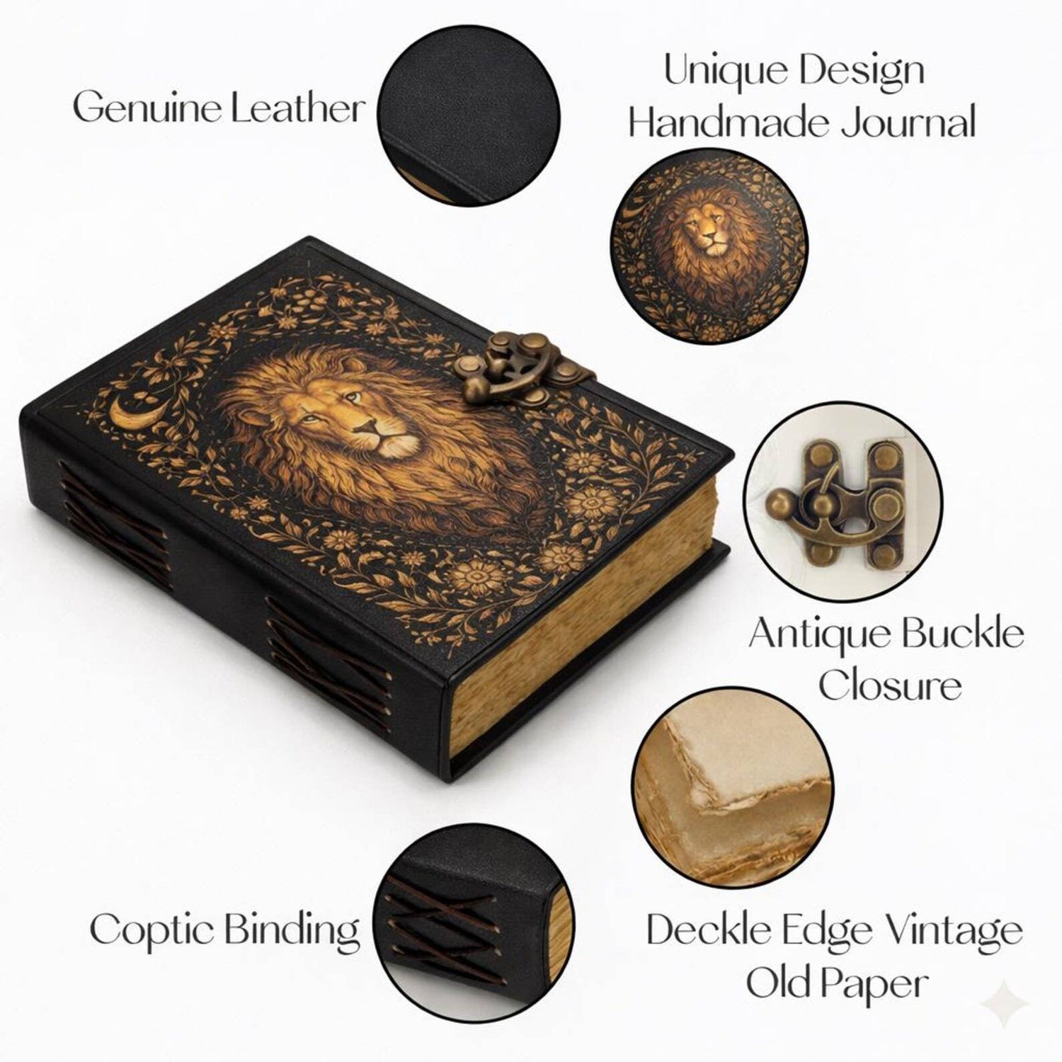 Soft Leather MAJESTIC LION Journal Handmade Vintage Blank A7