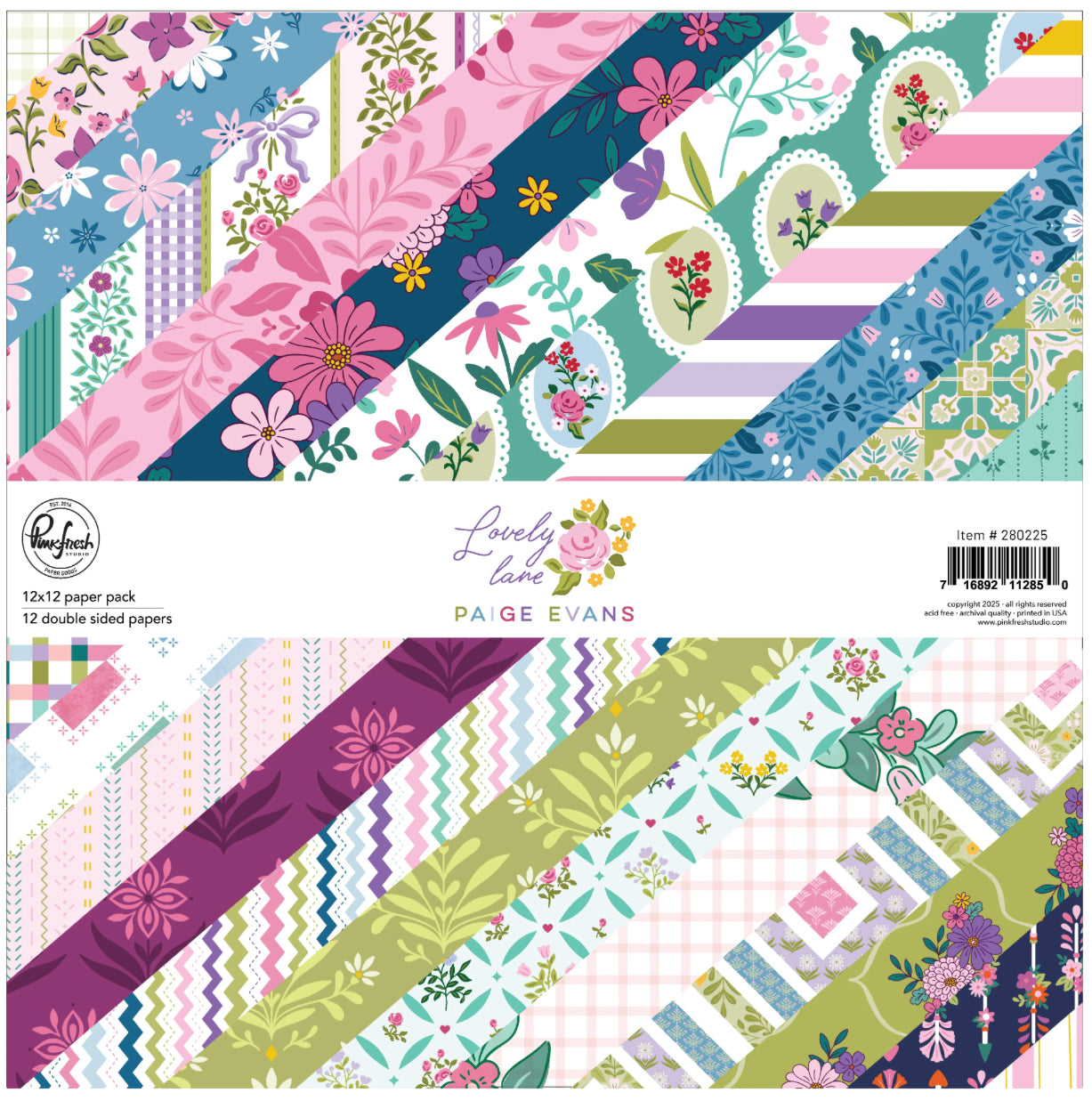 Pinkfresh Paige Evans LOVELY LANE 12”X12” Paper Pack