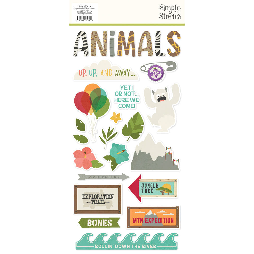 Simple Stories SAY CHEESE WILD Foam Stickers 44pc