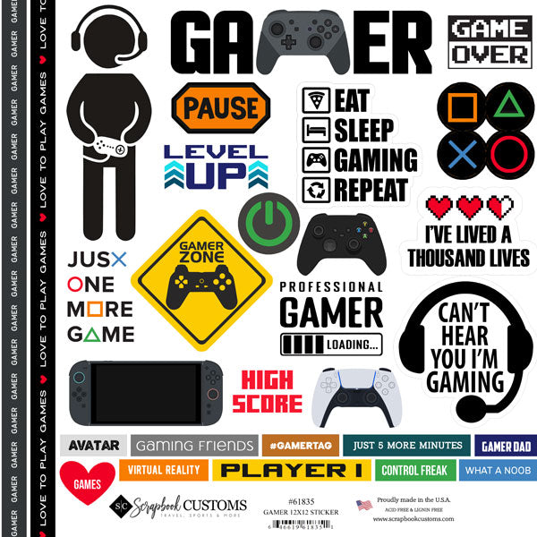 Scrapbook Customs GAMER 12”X12” Sticker