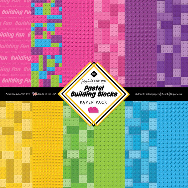 BUILDING BLOCKS PASTEL Lego 12”X12” Scrapbook Paper Pack