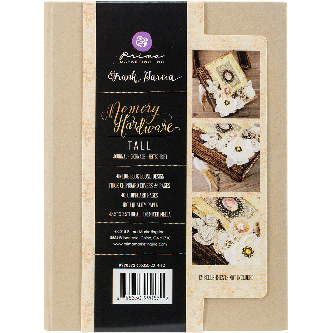 Prima Memory Hardware TALL Chipboard Journal