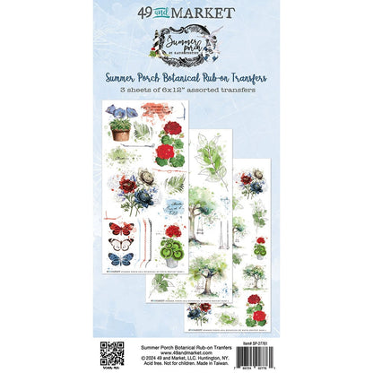 49 and Market SUMMER PORCH RUB-ON TRANSFERS 6”X12”