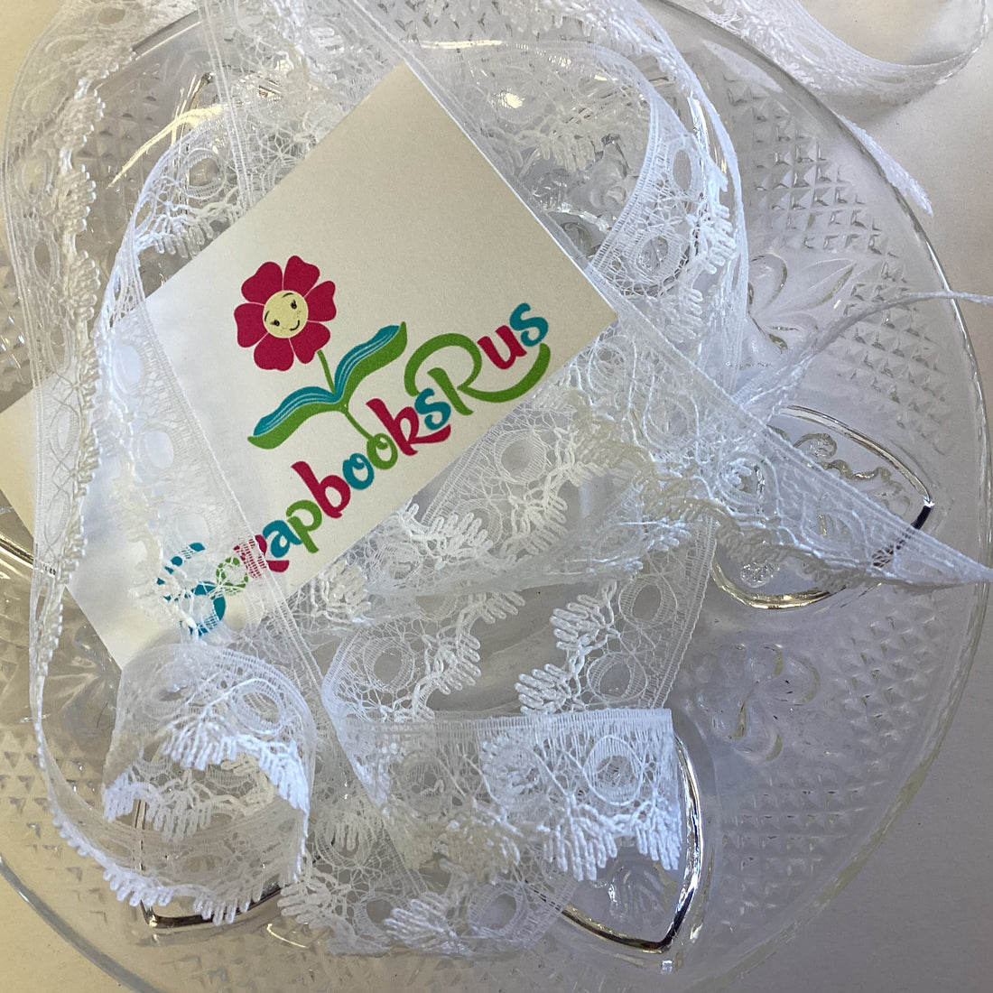 Paper Mart 3/4" LEXY LACE WHITE Ribbon Trim 1 yard