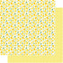 Patterned paper with yellow lemons and green leaves on a white background