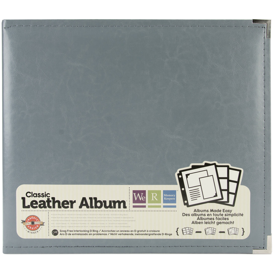 We R Classic Leather Album CHARCOAL 12"X12" D Ring Memory Scrapbook