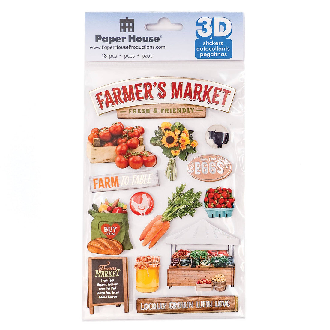 Paper House FARMERS MARKET 3D Scrapbook Sticker