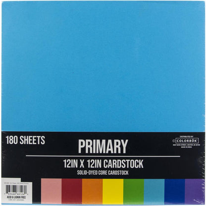 Colorbok PRIMARY 12”X12” Cardstock 180 Sheets