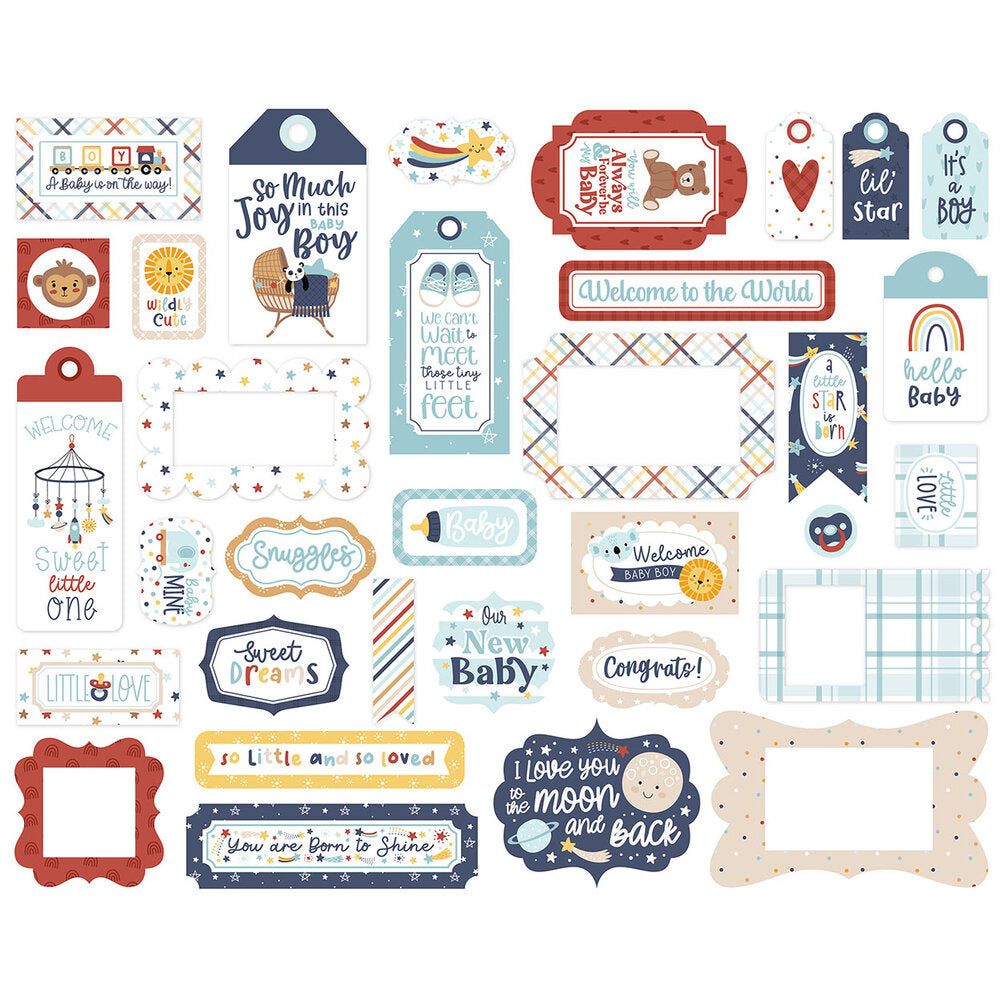 Echo Park Baby On Board IT’S A BOY Frames &amp; Tags 33pc