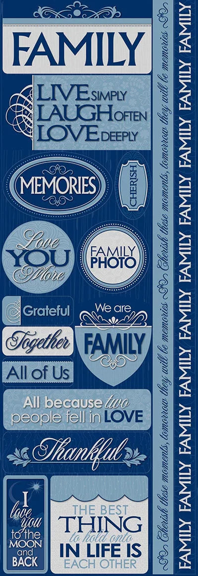 Reminisce Signature Series OUR FAMILY Diecut Stickers 16pc