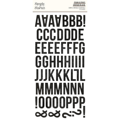 Simple Stories Essentials FOAM ALPHAS VINTAGE BLACK Letter Stickers