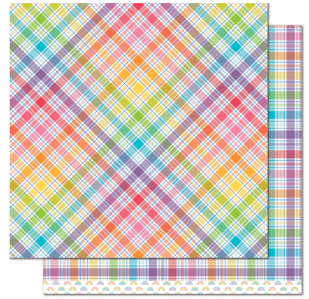 Lawn Fawn Perfectly Plaid Rainbow GUMMY BEARS 12&quot;X12&quot; Paper