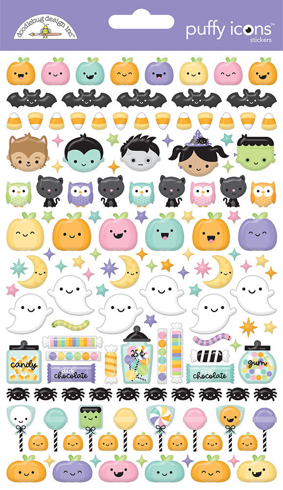 Doodlebug Sweet &amp; Spooky PUFFY ICONS Stickers 140pc