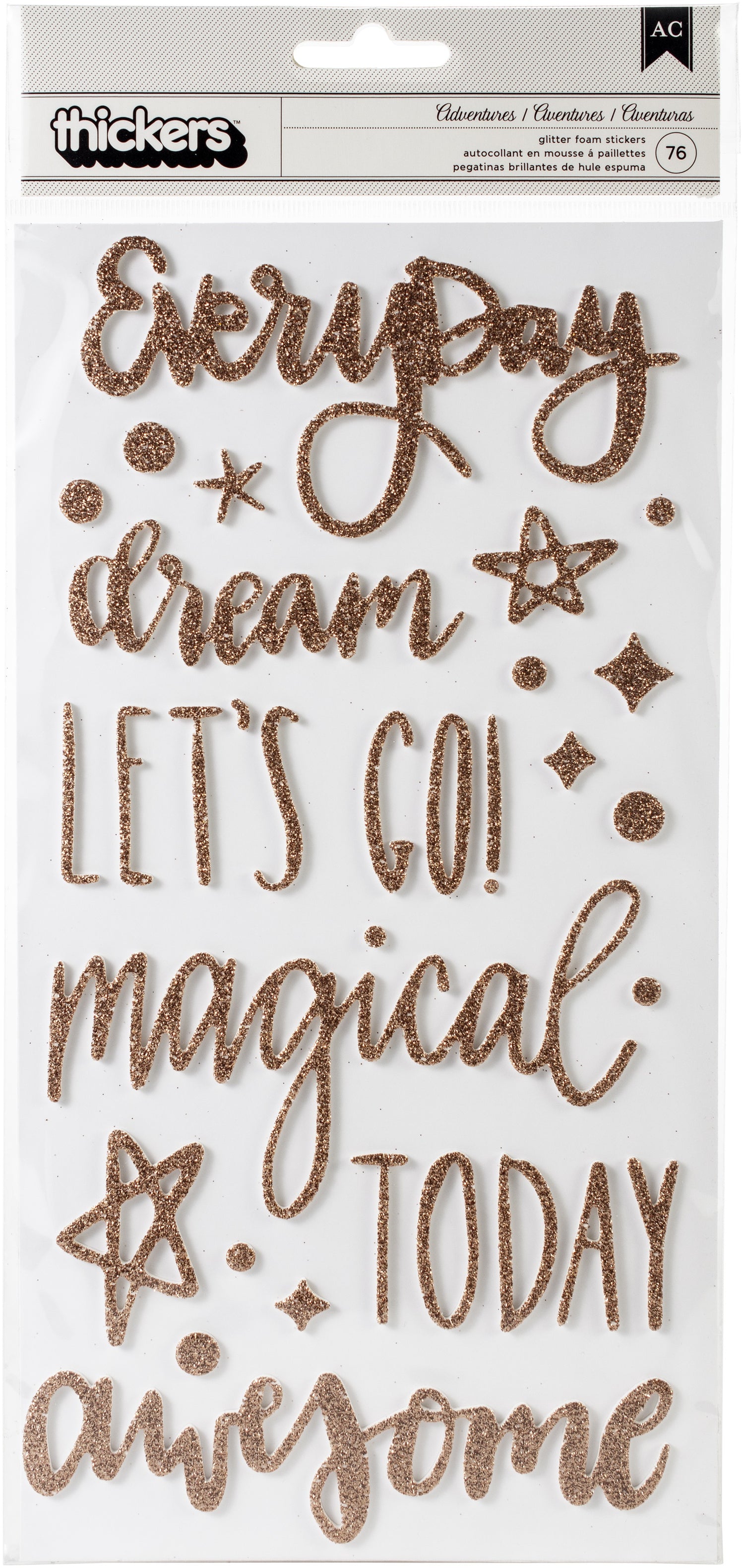 Thickers Shimelle Head in the Clouds ADVENTURES Glitter Foam Phrase Stickers
