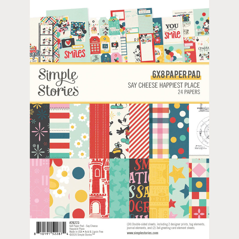 Simple Stories SAY CHEESE HAPPIEST PLACE 6”X8” Paper Pad