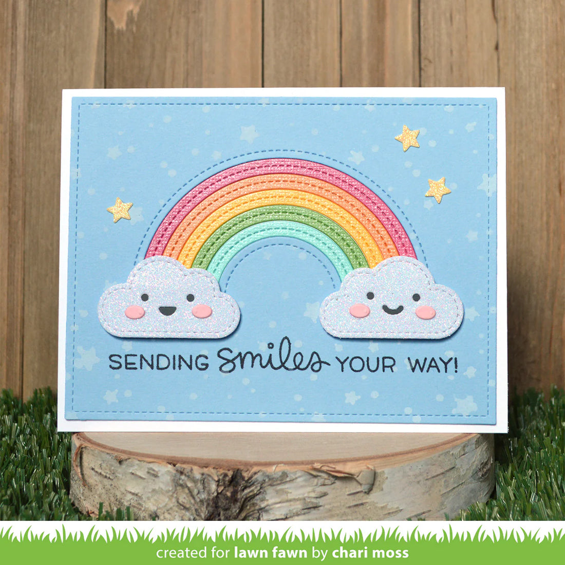 Lawn Cuts STITCHED RAINBOW Custom Craft Dies 10pc