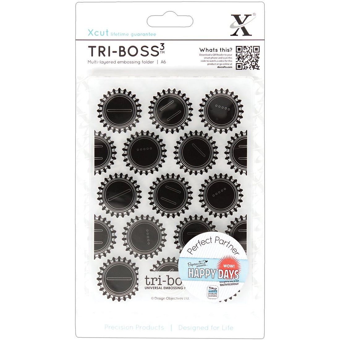 Xcut Tri-Boss HAPPY DAYS BOTTLE CAPS Embossing Folder A6 1pc
