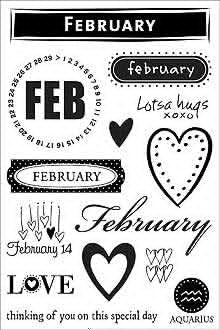 Hero Arts Clear Design FEBRUARY Acrylic Stamp Set 14pc