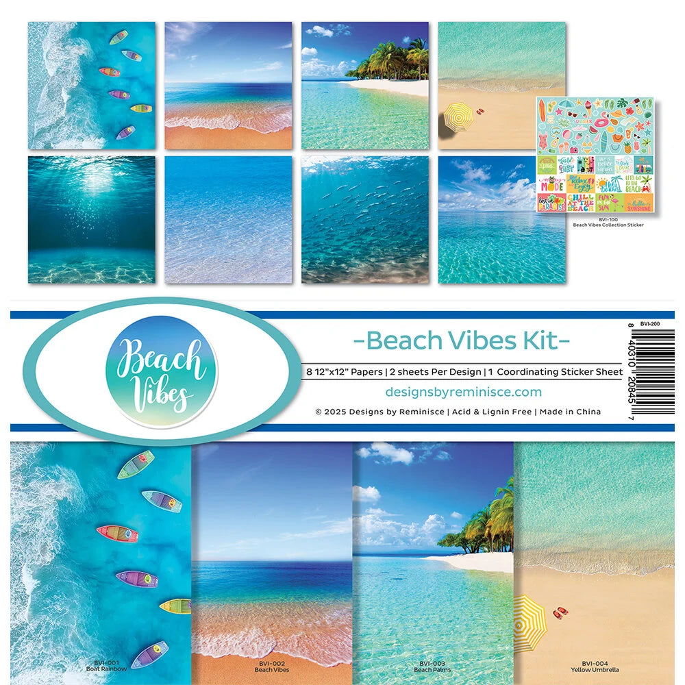 Reminisce BEACH VIBES 12"X12" Scrapbook Kit 9pc
