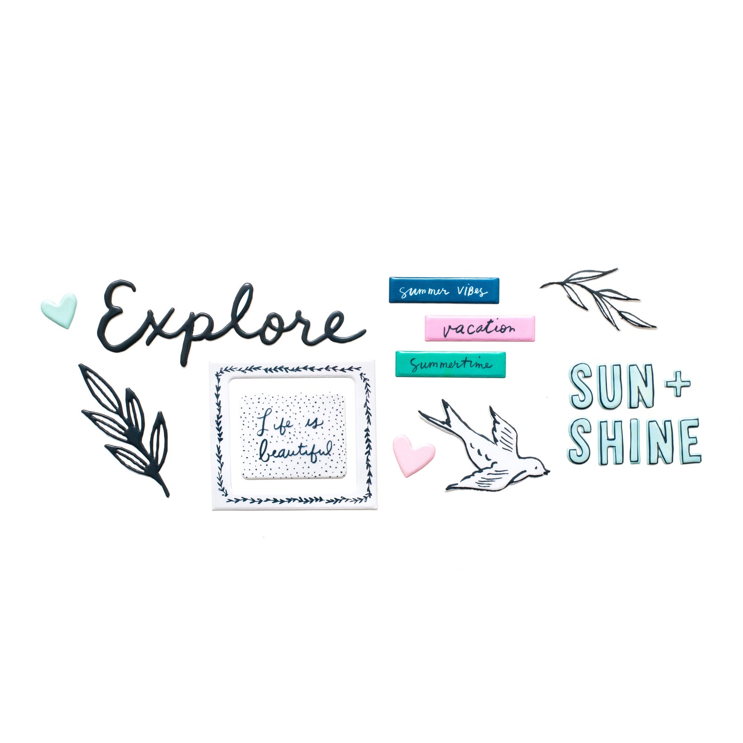 Thickers Maggie Holmes Sunny Days SUMMERTIME Glossy Puffy Stickers 65pc