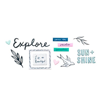 Thickers Maggie Holmes Sunny Days SUMMERTIME Glossy Puffy Stickers 65pc