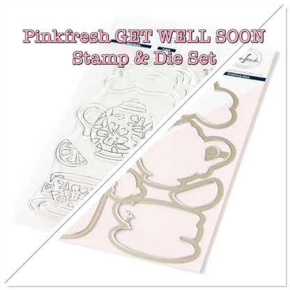 Pinkfresh Studio GET WELL SOON Clear Stamp &amp; Die Set 7pc