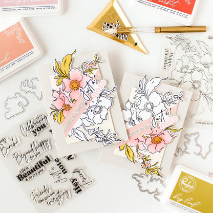 Pinkfresh Studio NOTHING BUT THE BEST Clear Stamp Stencel &amp; Die Set 13pc
