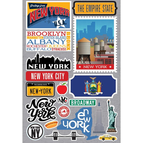 Reminisce Jet Setters NEW YORK DieCut Stickers 20 pc