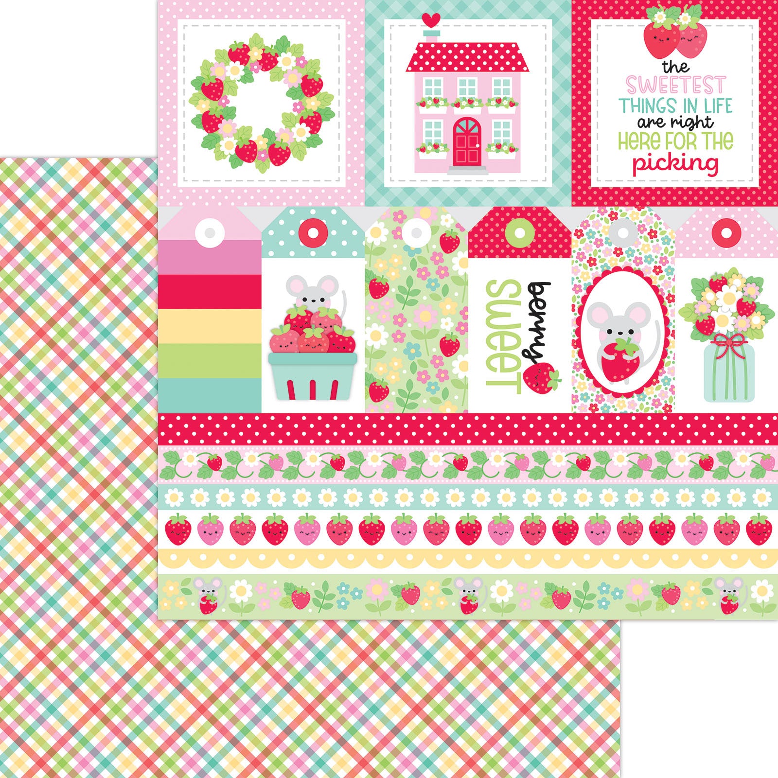 Doodlebug BERRY SWEET 12X12 Paper Pack 13pc