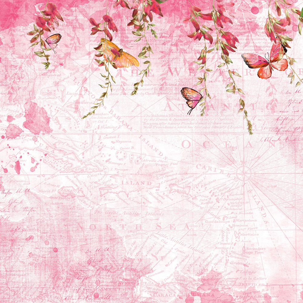 49 and Market Vintage Artistry SUNBURST BUTTERFLY CORSAGE 12"X12" Scrapbook Paper @Scrapbooksrus