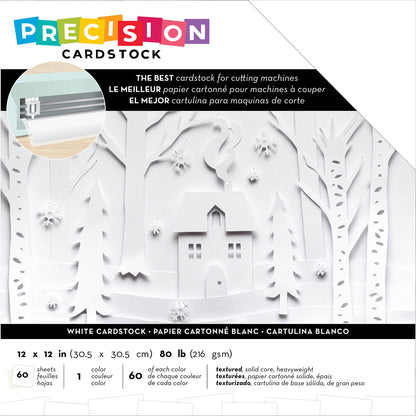 Precision Cardstock WHITE 12”X12” 80lb 60 Sheets