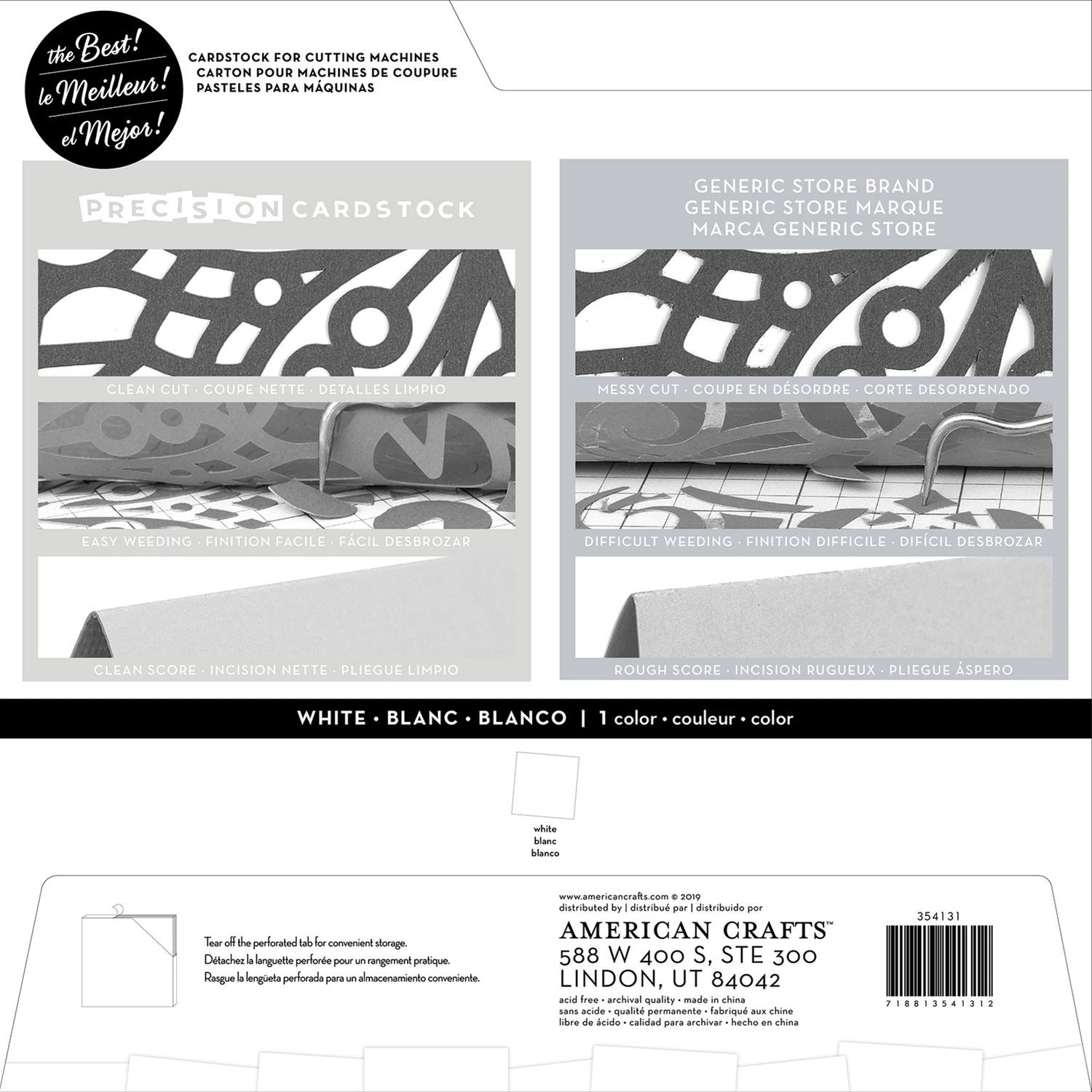 Precision Cardstock WHITE 12”X12” 80lb 60 Sheets