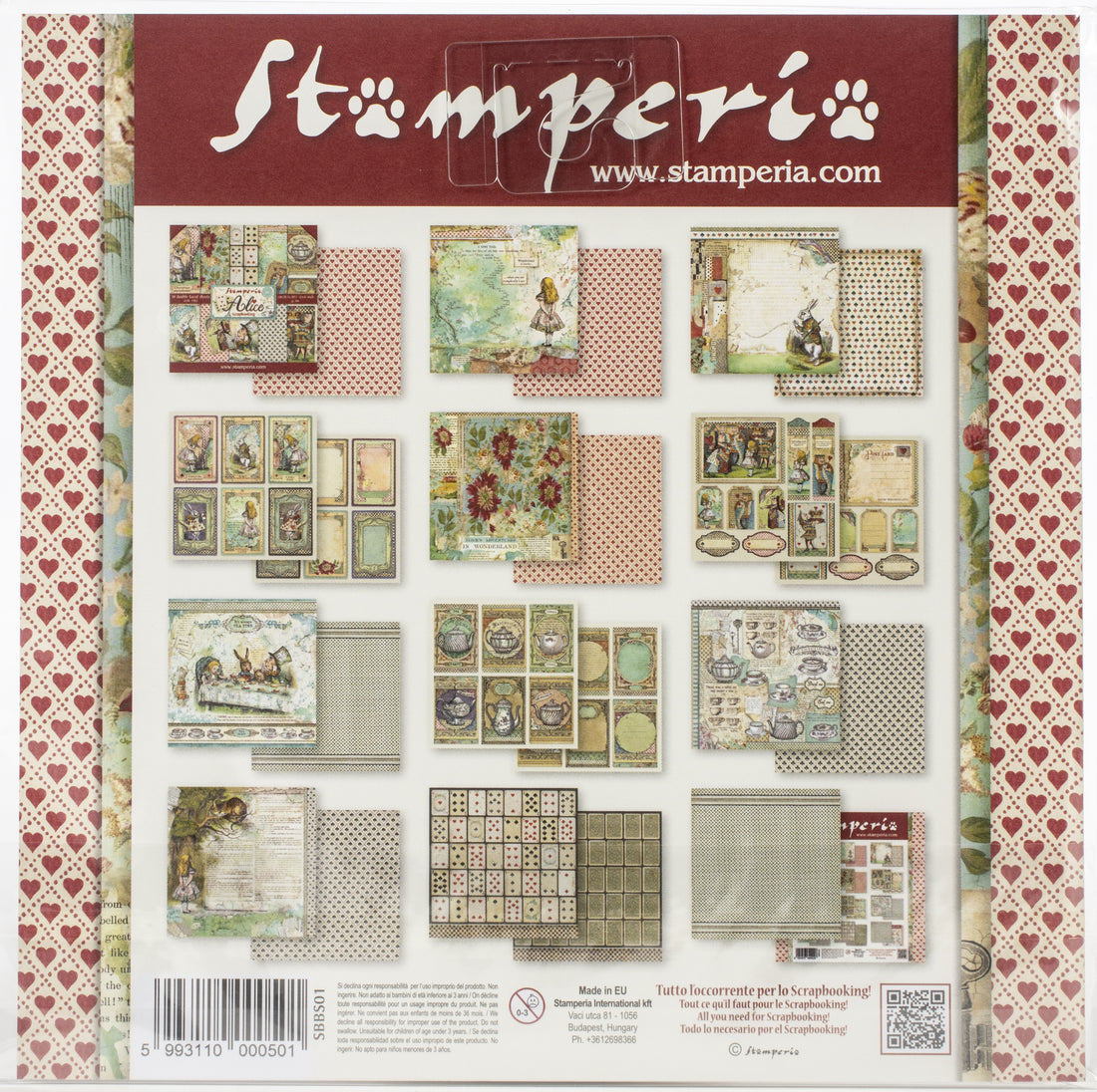 Stamperia ALICE IN WONDERLAND 8"X8" Scrapbook Paper Pack