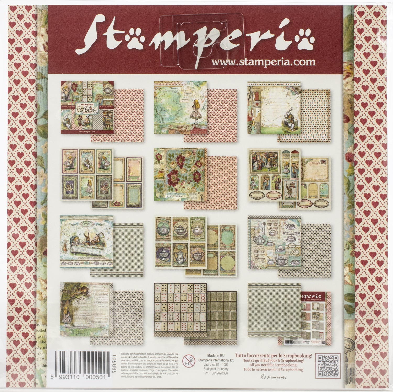 Stamperia ALICE IN WONDERLAND 8"X8" Scrapbook Paper Pack
